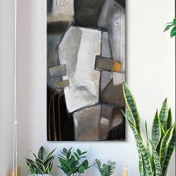 999Store Grey & Yellow Abstract Framed Canvas Wall Art Painting-20