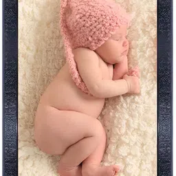 PnF Black & Beige Cute Baby Wooden Wall Photograph With Printed Frame-image-13