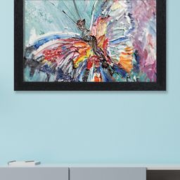 nest ART Blue Beautiful Big Butterfly Printed Framed Wall Art-53