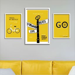 Aura White & Yellow 3 Pieces Wall Arts-image-66