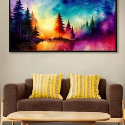 999Store Violet Rainbow Pine Forest Long Big Canvas Painting Modern Wall Art-image-8