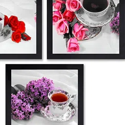 PnF Black & White 3 Pieces Floral Wooden Painting Wall Arts-image-33