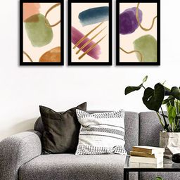 WENS Set Of 3 Multicoloured Modern Ink Wall Art Paintings-9
