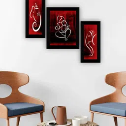 SAF Red & Brown 3 Pcs Lord Ganesha Wall Art-image-51