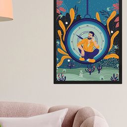Happening Hippo Blue & Black Printed Framed Wall Art-26