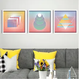 Aura White & Pink 3 Pieces Wood Other Wall Paintings-picture-17