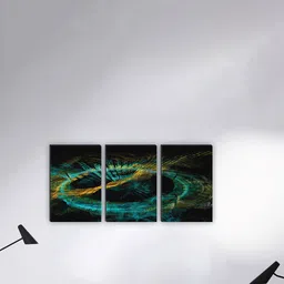 SAF Black & Blue 3 Pieces Abstract Matte Finish Wall Art-52
