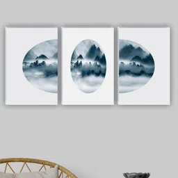 SAF White & Grey 3 Pieces Painting Waterproof Wall Arts-25