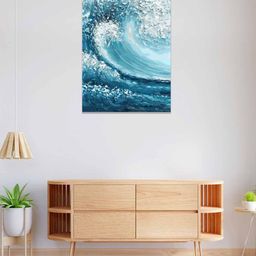 RANGOLI Blue and White Water Wave Painted Wall Art-27