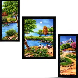PnF Charcoal & Green 3 Pieces Wooden Painting Wall Art-image-34