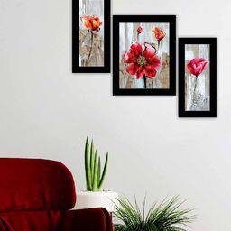SAF Pink & Grey 3 Pieces Flower Modern Framed Painting Wall Art-image-6