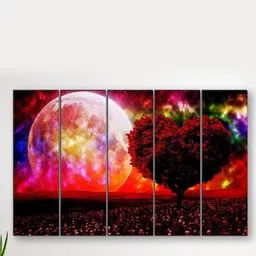 SAF Red & Pink 5 Pieces Printed Wooden UV Textured  Wall Arts-20