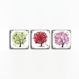 PnF White & Red 3Pcs Wooden Floral And Botanical Wall Paintings-image-76
