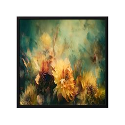 999Store Green & Yellow Canvas Floral And Botanical Painting Wall Art-27