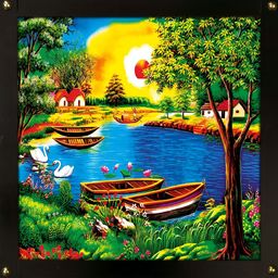 PnF Green & Blue Wooden Wall Painting-image-81