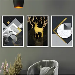 Aura White & Grey 3 Pieces Wooden Abstract Wall Art-image-67