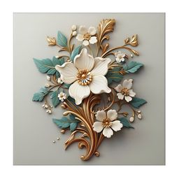 RANDOM Beige & Blue Canvas Floral and Botanical Wall Art-image-31