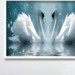 Aura White & Blue Paper Birds and Animals Wall Painting-99