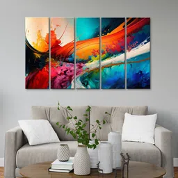 999Store Blue 5 Pieces Modern Art Printed Canvas Paintings-26