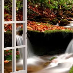 British Terminal Green & White Nature Waterfalls Wall Painting-picture-14