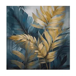 RANDOM Blue & Gold-Toned Canvas Floral and Botanical Wall Art-image-70