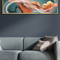 Art Street Green & Orange Abstract Ribbon Design Framed Canvas Wall Art-0
