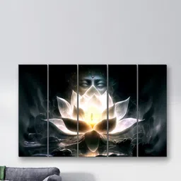 SAF Black 5-Pieces 3D Buddha Printed Framed Wall Art-image-15