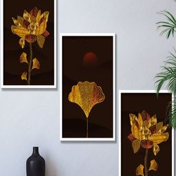 SAF Brown 3 Pieces Printed Framed Wall Art-20