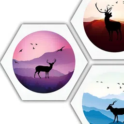 PnF Blue & Lavender 3 Pieces Wooden Birds and Animals Painting Wall Art-image-79