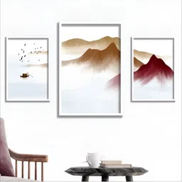 Aura White & Brown 3 Pieces Wall Arts-4