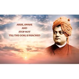 British Terminal Brown & White Swami Vivekananda Life Quote Wall Photograph-image-4