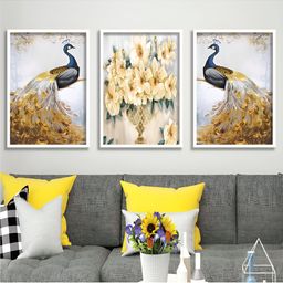 Aura Brown & Blue 3 Pieces Wood Birds and Animals Wall Paintings-image-33