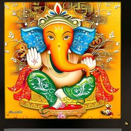 PnF Orange & Blue Wooden Religious Wall Painting-image-76