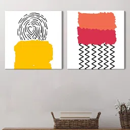 Art Street Beige & Green 2-Pieces Abstract Printed Canvas Wall Art-0