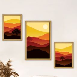 SAF Brown & Mustard 3 Pieces Modern Art Premium Painting Framed Wall Art-image-50