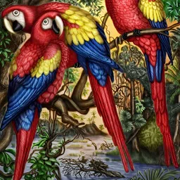 British Terminal Green & Red Birds and Animals Wall Poster-image-11