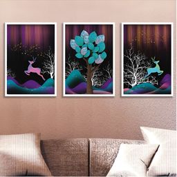 Aura Purple & Green 3 Pieces Wooden Abstract Wall Art-picture-17
