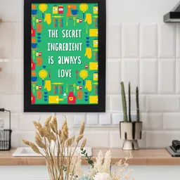 Happening Hippo Green & Yellow Secret Ingredient Is Always Love Painting Framed Wall Art-image-89