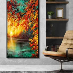 999Store Yellow & Red Sunset View River Art Printed Framed Canvas Wall Art-image-16