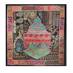 Exotic India Buddha Head Embroidery Patchwork Wall Hanging-picture-16