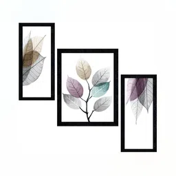 PnF Charcoal & White 3Pcs Floral And Botanical Wall Paintings-image-12
