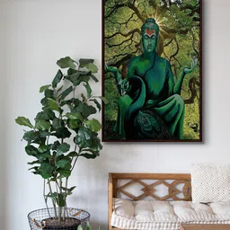 999Store Green Lord Buddha Art Canvas Framed Painting Wall Art-image-9