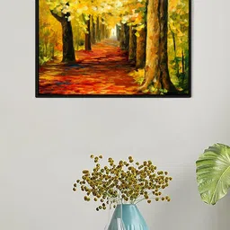 Art Street Orange-Coloured & Green Nature Landscape Painting Wall Art-image-75