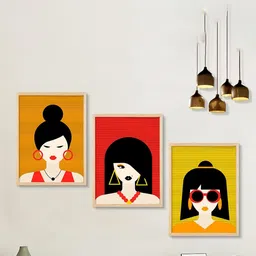 SAF Yellow & Black 3 Pieces Modern Art Painting Framed Wall Art-picture-15