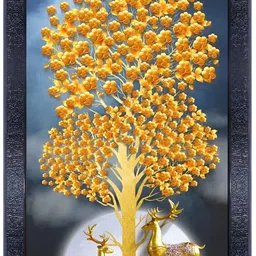 PnF Black & Gold-Toned Wooden Floral And Botanical Wall Painting-image-94