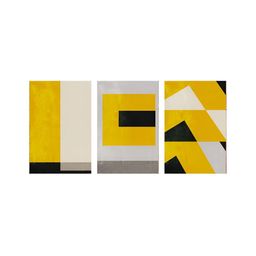 999Store Grey & Yellow 3 Pieces Abstract Canvas Painting Wall Arts-picture-19