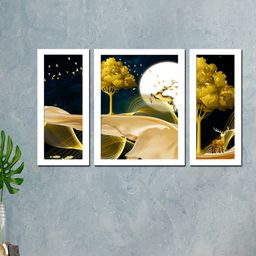 WENS Set Of 3 White & Blue Framed Wall Painting-image-42
