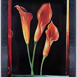 PnF Black & Red Wood Floral and Botanical Glass Painting Wall Art-image-94