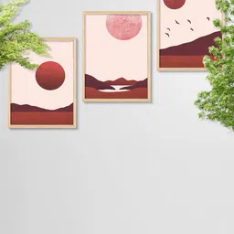 SAF Pink & Red 3 Pieces Modern Painting Wall Art-12