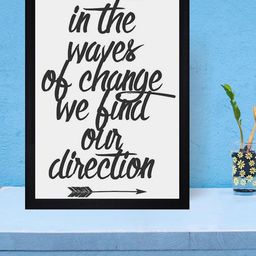 Gallery99 Grey & Black Waves Our Direction Printed Framed Wall Art-image-57